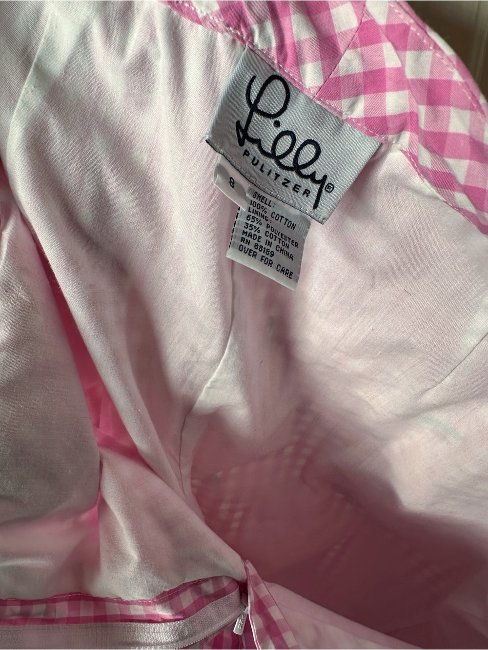 Vintage Lilly Pulitzer Capri Pants Pink Gingham Embroidered Floral Bouquet Sz 8 - Picture 11 of 11